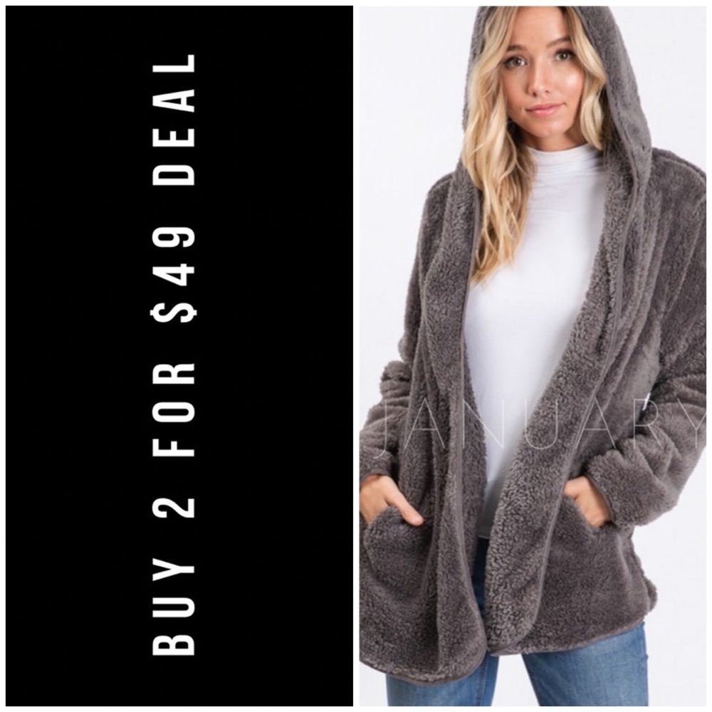 ❄️CHARCOAL FLEECE CARDIGAN